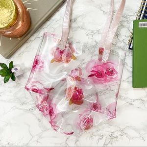 Rose Print Clear Circle Tote Bag